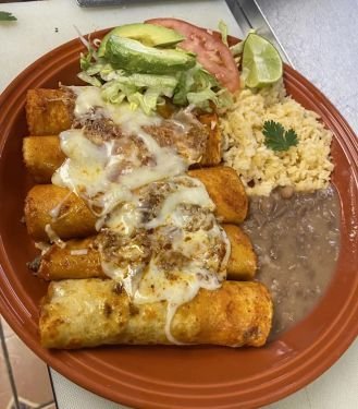 Traditional Mexican plate with rice and beans